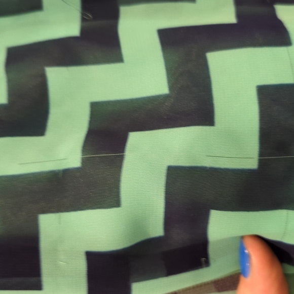 Women's Large Chevron Printed Green/Blue Dress - Picture 3 of 4